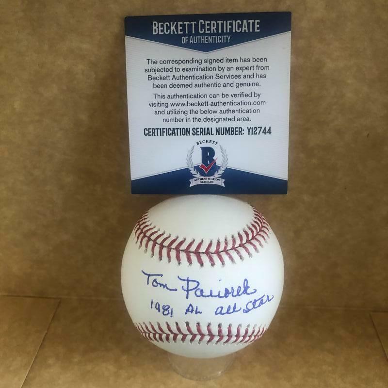 TOM PACIOREK MARINERS 1981 ALL STAR SIGNED AUTO M.L. BASEBALL BECKETT Y12744