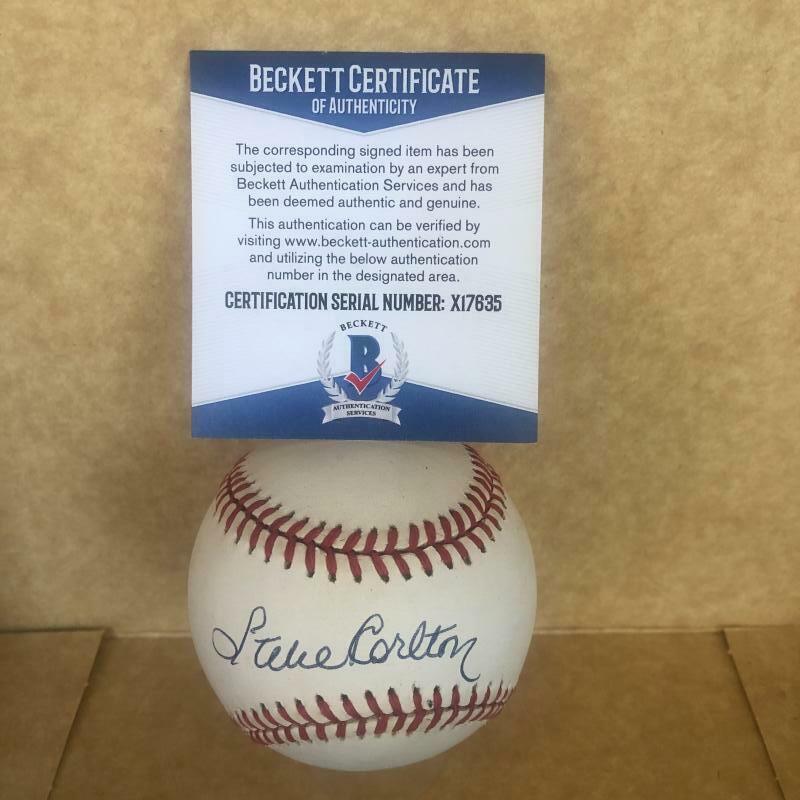 STEVE CARLTON PHILLIES/CARDINALS SIGNED AUTOGRAPHED N.L. BASEBALL BECKETT X17635