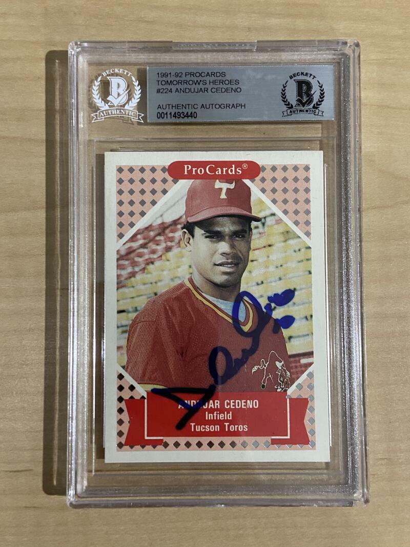 1991-92 PROCARDS ANDUJAR CEDENO TOROS AUTHENTIC AUTOGRAPH BECKETT CERTIFIED