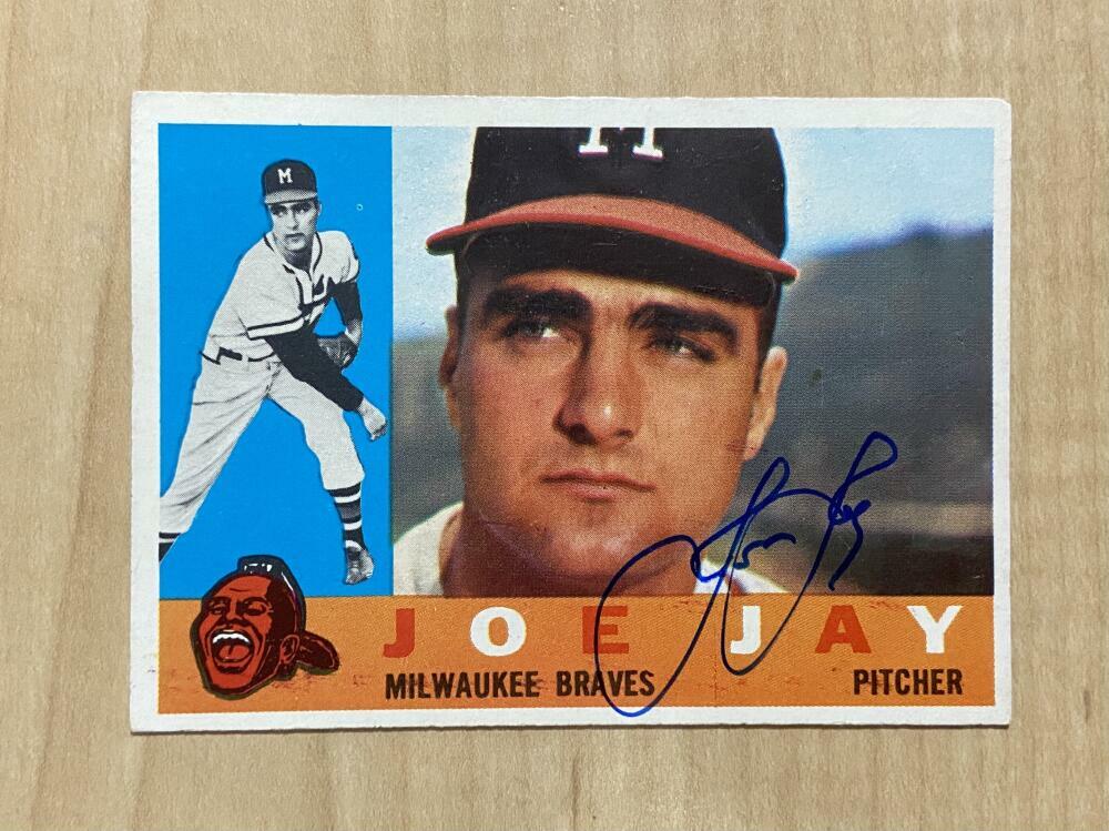JOE JAY MILWAUKEE BRAVES SIGNED AUTOGRAPHED 1960 TOPPS CARD #266 W/COA