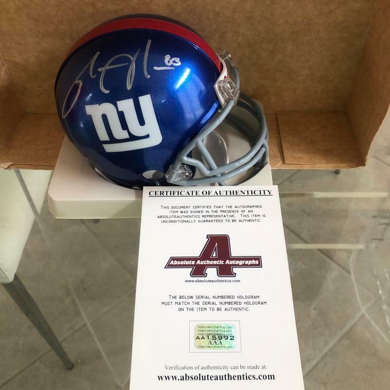 SINORICE MOSS NEW YORK GIANTS SIGNED AUTOGRAPHED MINI HELMET ABSOLUTE AUTHENTIC