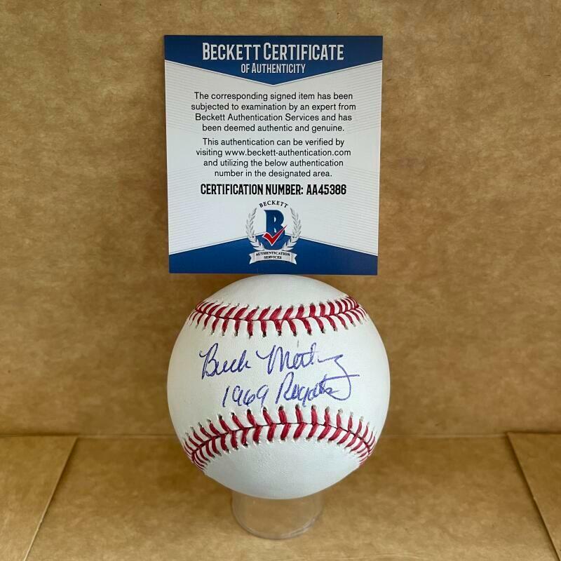 BUCK MARTINEZ 1969 ROYALS SIGNED AUTOGRAPHED M.L. BASEBALL BECKETT AA45386