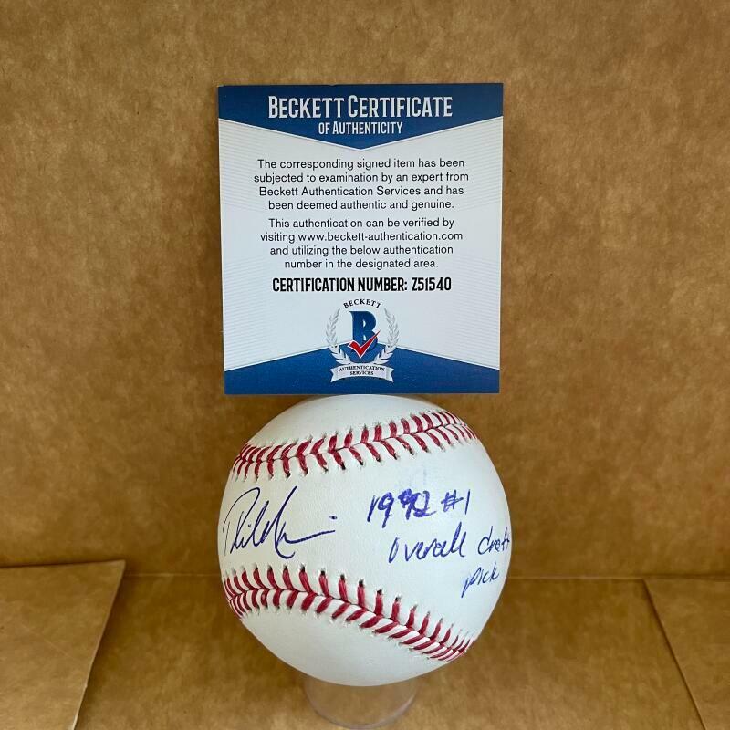 PHIL NEVIN 1992 @1 DRAFT PICK SIGNED AUTO M.L. BASEBALL BECKETT Z51540
