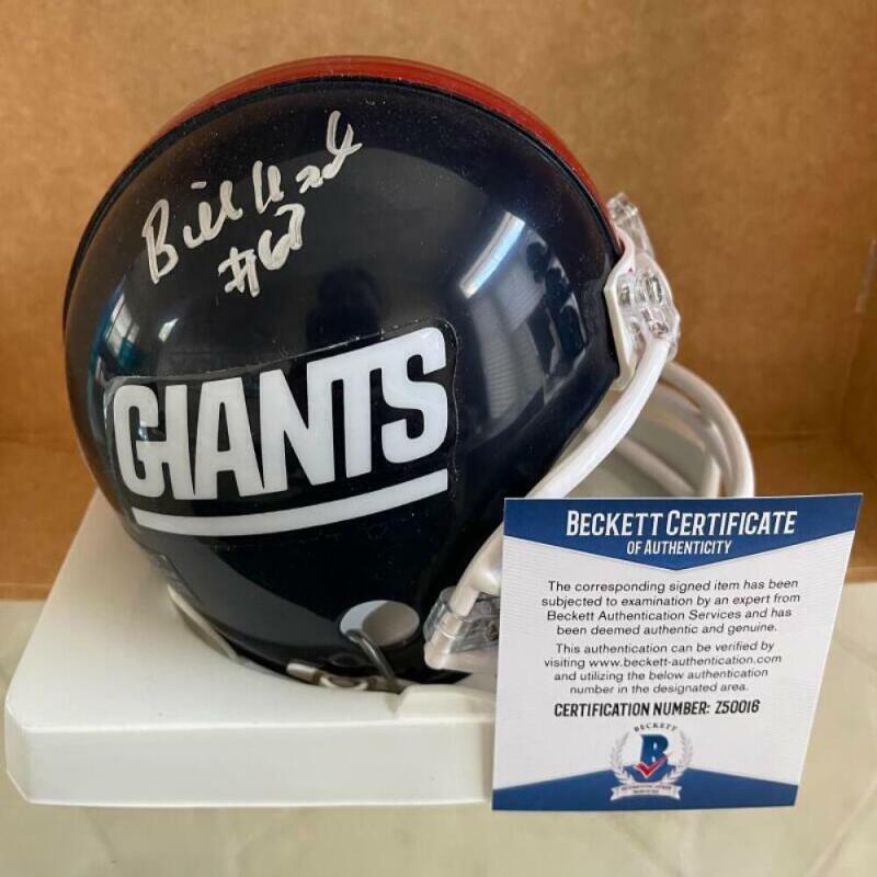 BILLY ARD NEW YORK GIANTS RARE SIGNED AUTO MINI HELMET BECKETT Z50016
