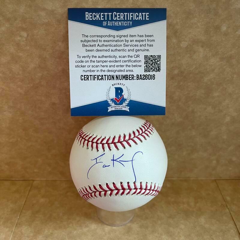 IAN KENNEDY TEXAS RANGERS SIGNED AUTOGRAPHED M.L. BASEBALL BECKETT BA26016