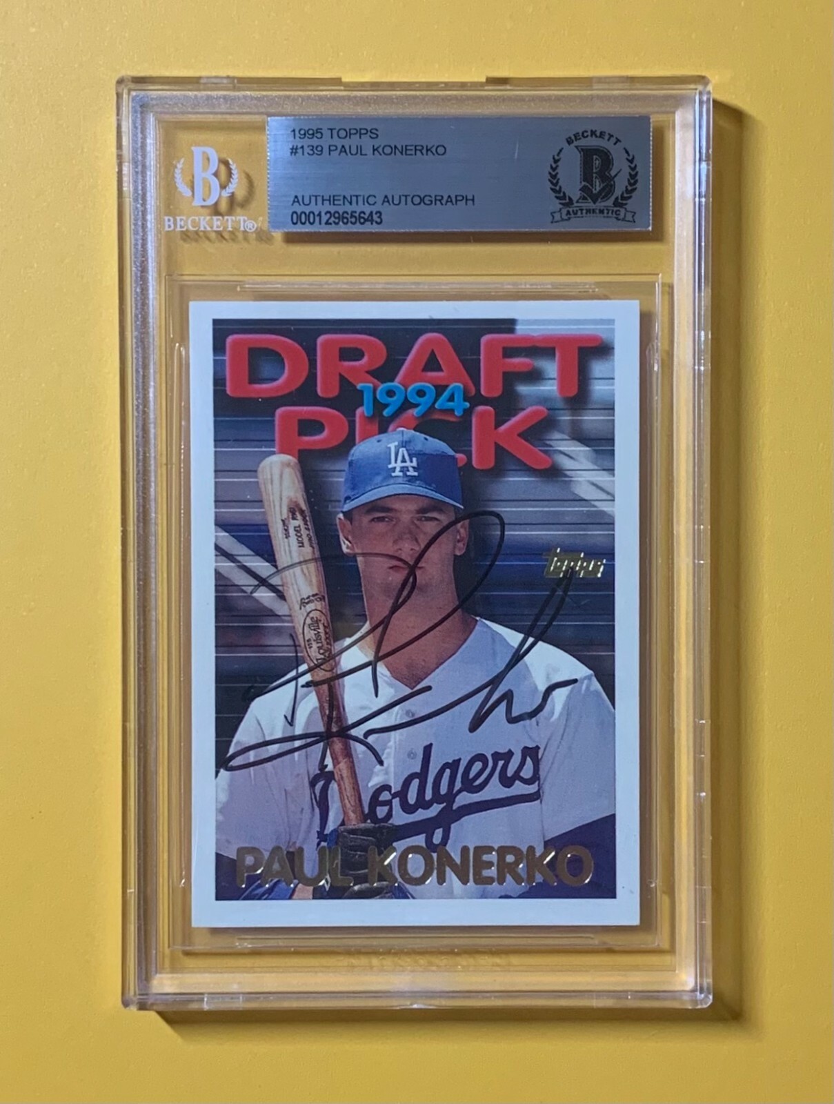 1995 TOPPS PAUL KONERKO DRAFT PICK BECKETT AUTHENTIC AUTO