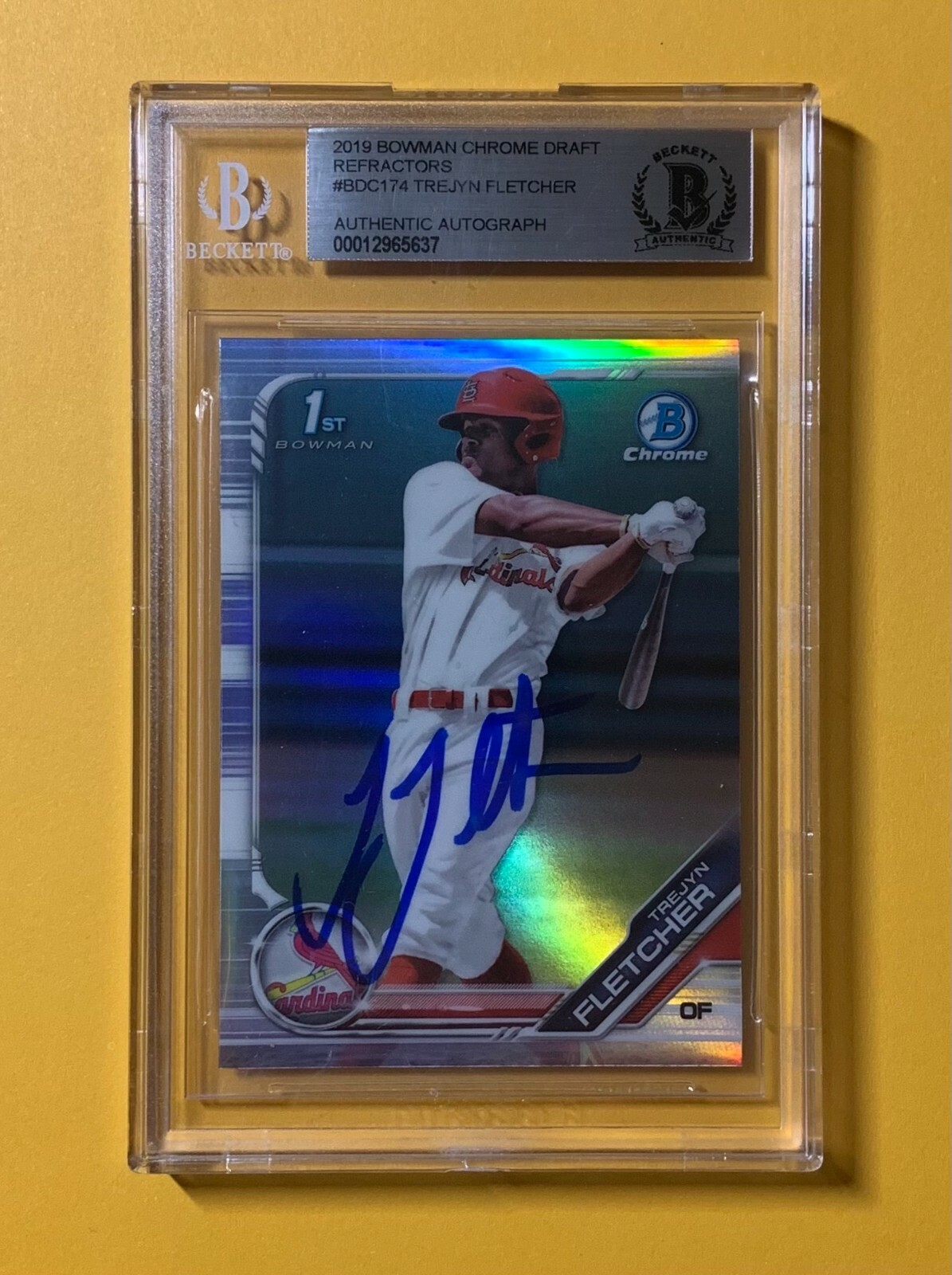 2019 BOWMAN CHROME DRAFT REFRACTORS TREJYN FLETCHER BECKETT AUTHENTIC AUTOGRAPH