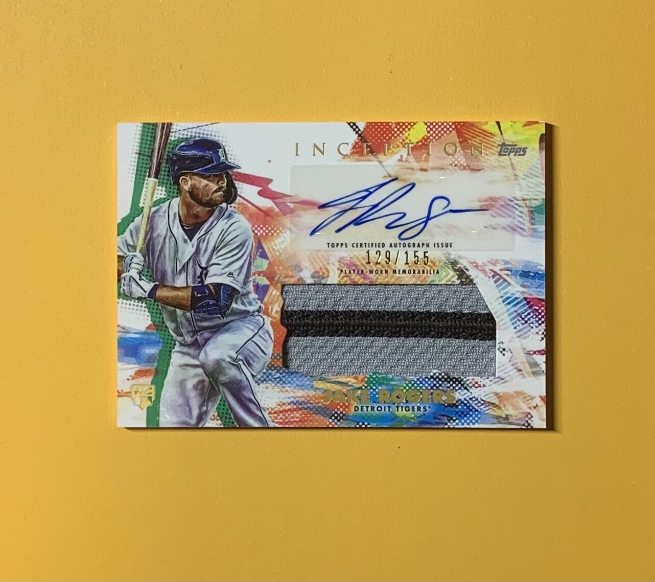 2020 TOPPS INCEPTION JAKE ROGERS INCEPTION AUTO PATCH #IAP-JR TIGERS