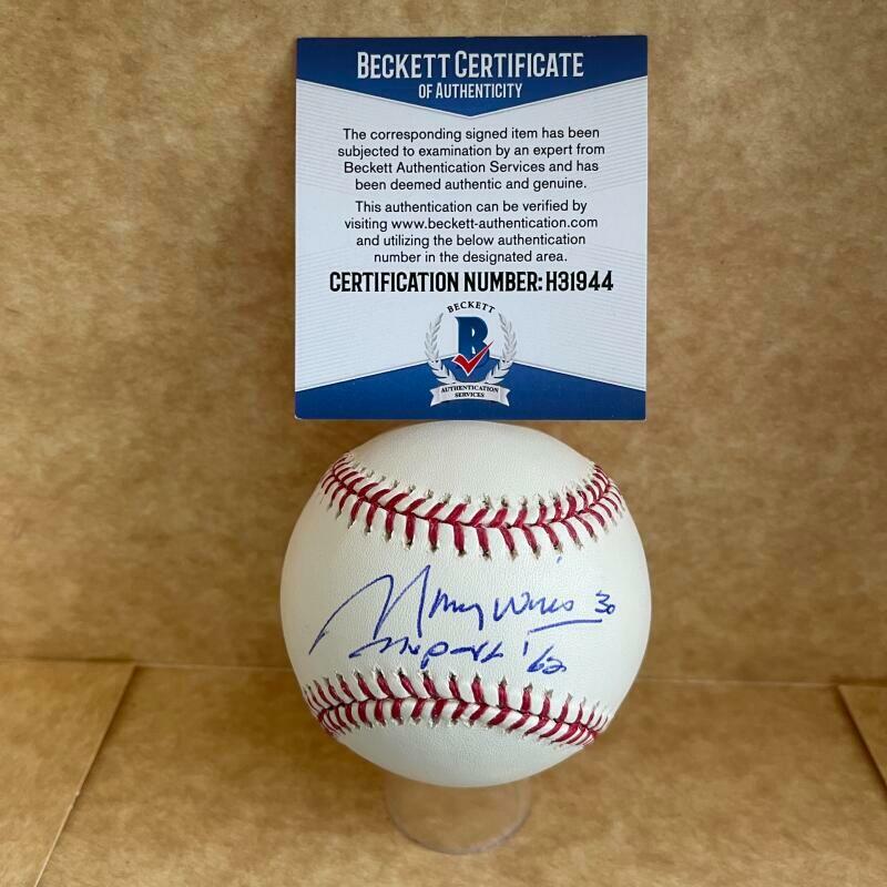 MAURY WILLS LOS ANGELES DODGERS MVP NL 62 SIGNED AUTO M.L. BASEBALL BAS H31944