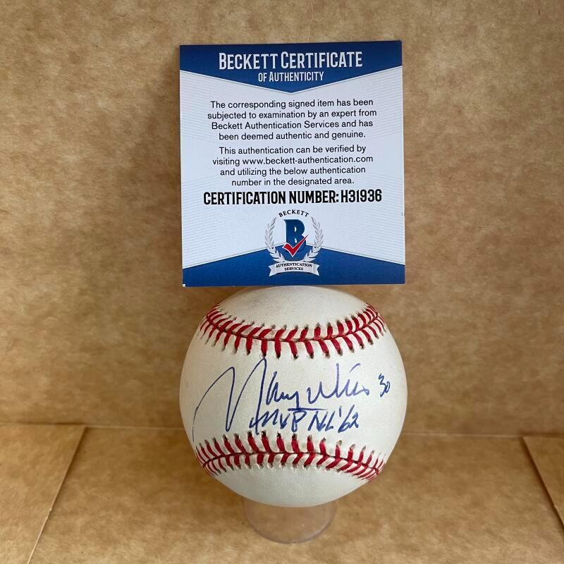 MAURY WILLS LOS ANGELES DODGERS MVP NL 62 SIGNED N.L. BASEBALL BAS H31936