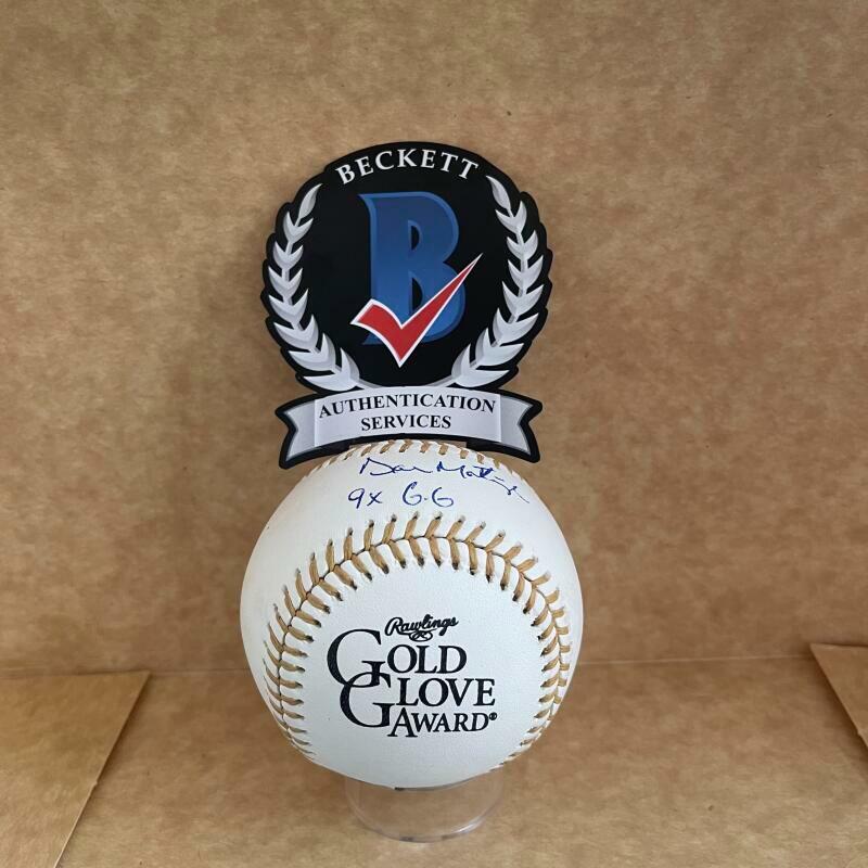 DON MATTINGLY 9X GG SIGNED AUTOGRAPHED GOLD GLOVE BASEBALL BECKETT WITNESS
