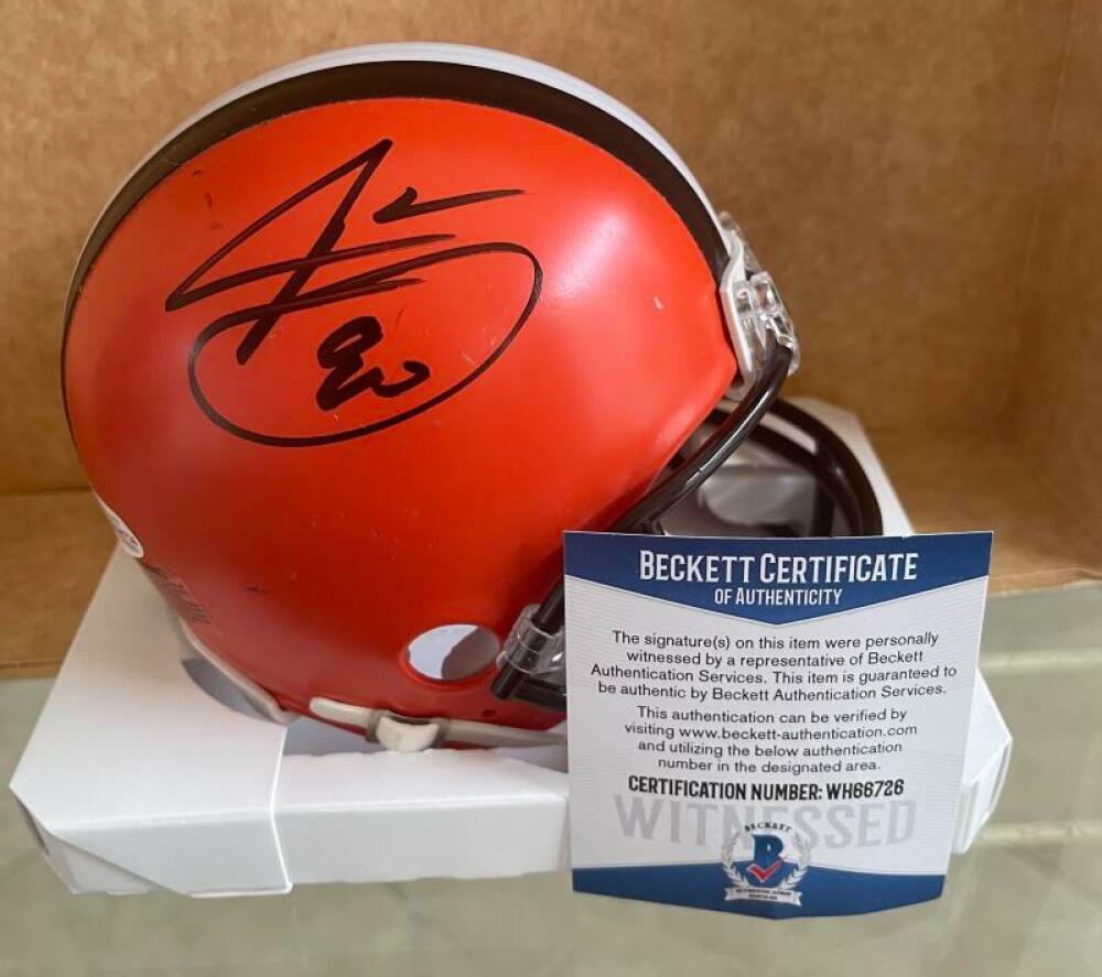 JARVIS LANDRY CLEVELAND BROWNS SIGNED RIDDELL MINI HELMET BECKETT WITNESS