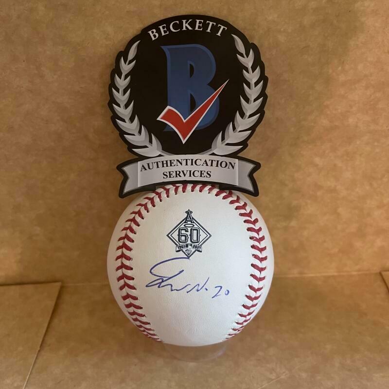 JARED WALSH ANGELS SIGNED 60TH ANNIVERSARY BASEBALL UNDER LOGO BECKETT HOLOGRAM