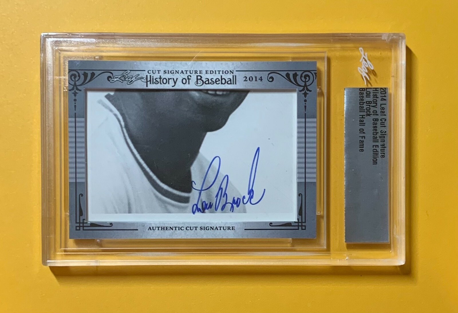 2014 LEAF CUT SIGNATURE HISTORY OF BASEBALL LOU BROCK CARDINALS HOF