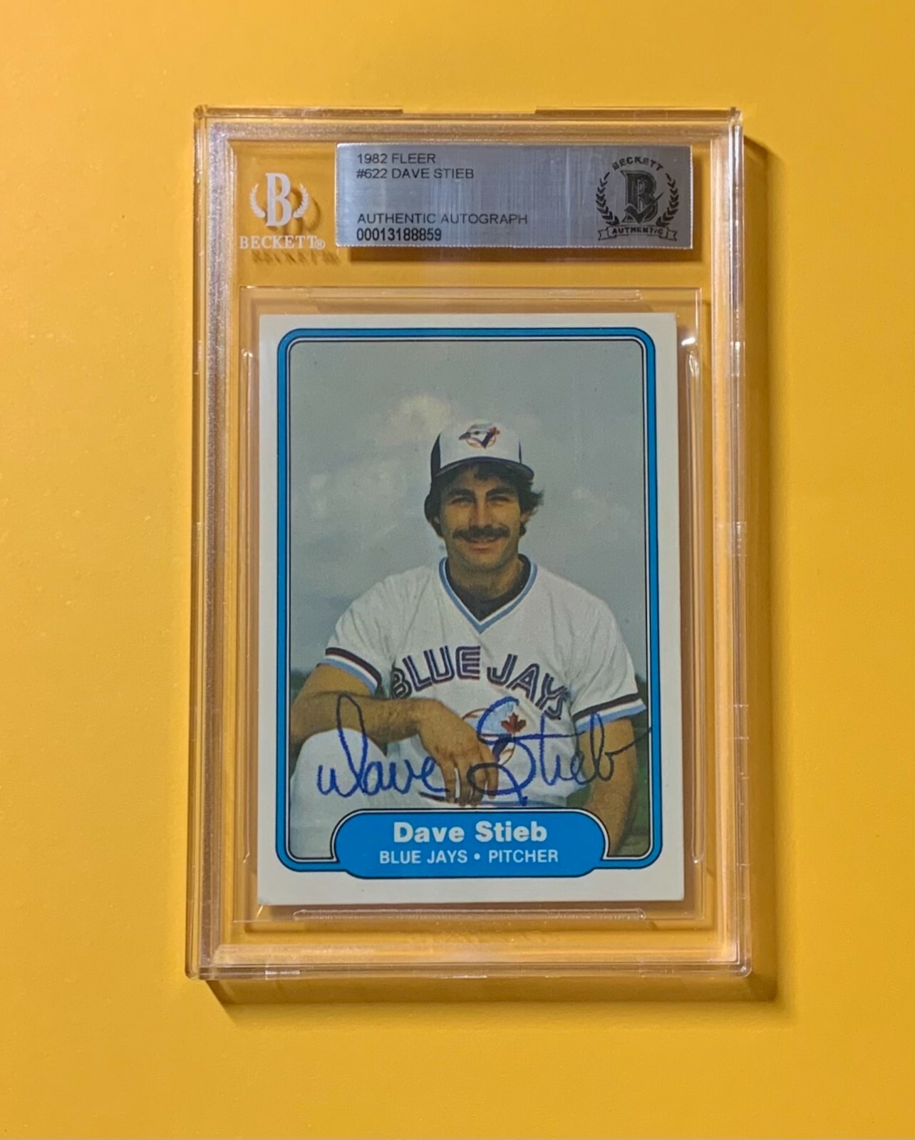 1982 FLEER DAVE STIEB #622 AUTHENTIC AUTO BECKETT CERTIFIED BLUE JAYS