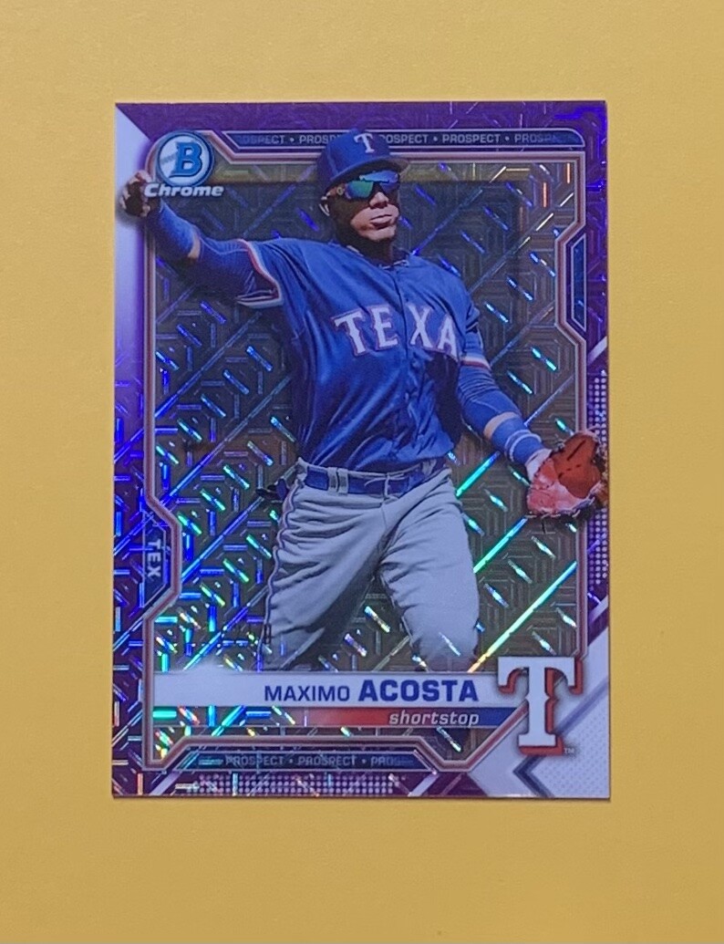 2021 BOWMAN CHROME MEGA BOX MAXIMO ACOSTA PURPLE /250 #BCP-163 RANGERS