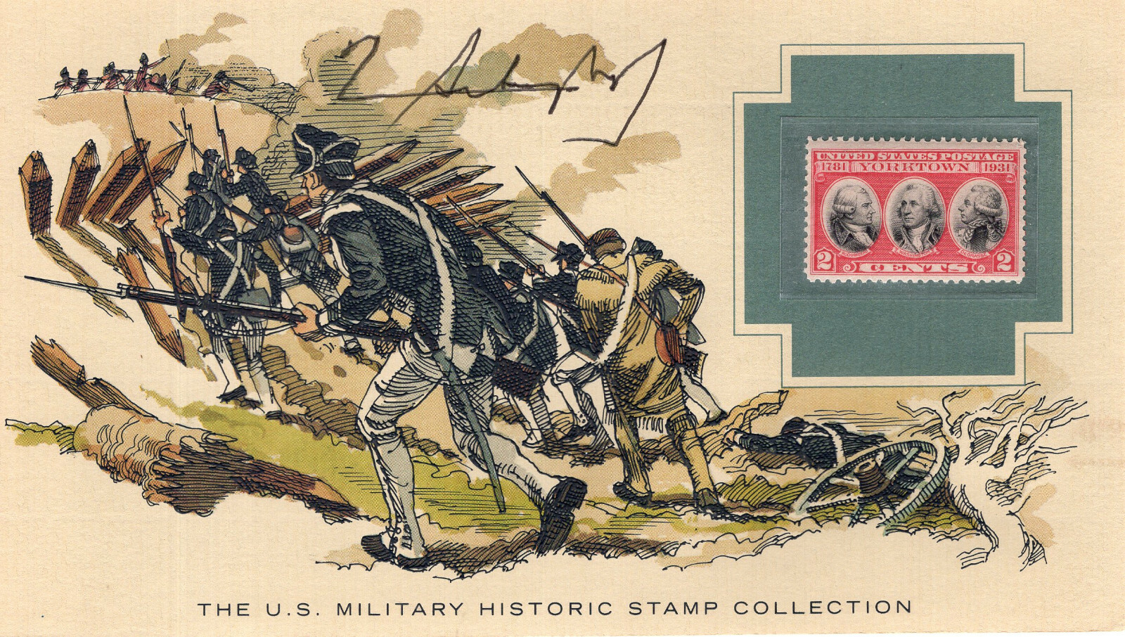 NORMAN SCHWARZOPF HAND SIGNED MILITARY HISTORIC STAMP COLLECTION CARD+COA