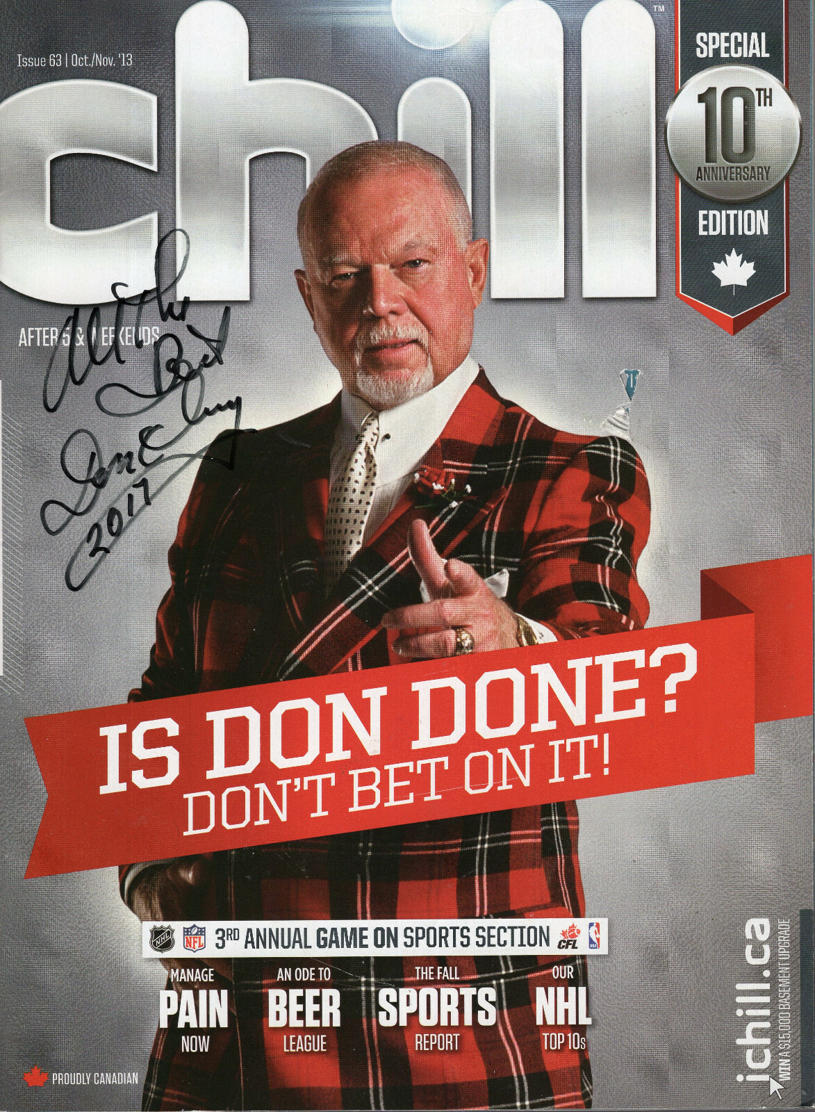 DON CHERRY HAND SIGNED 10th ANNIVERSARY CHILL MAGAZINE+COA SIGNED TWICE
