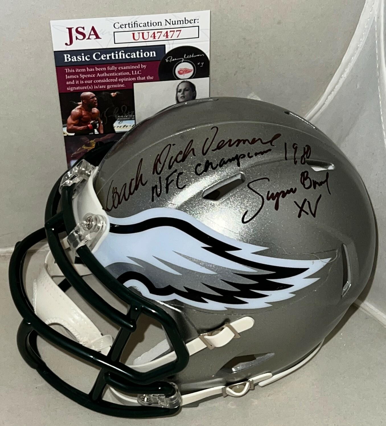 Dick Vermeil signed Philadelphia Eagles Flash mini helmet autographed JSA