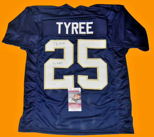 CHRIS TYREE signed (NOTRE DAME FIGHTING IRISH) Navy Go Irish custom jersey JSA