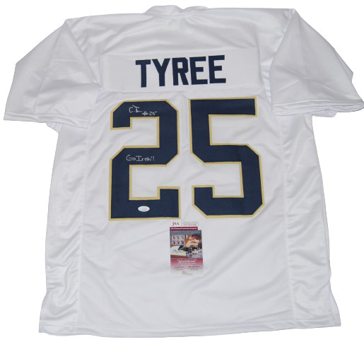 CHRIS TYREE signed (NOTRE DAME FIGHTING IRISH) White Go Irish custom jersey JSA