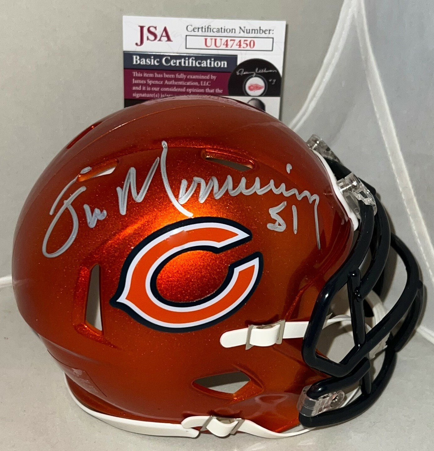 Jim Morrissey signed Chicago Bears Flash mini helmet autographed JSA
