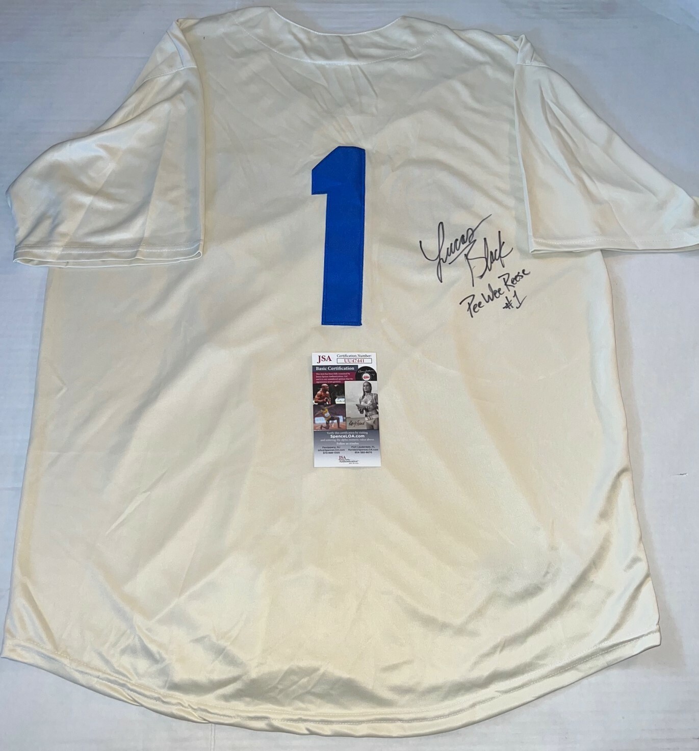 Lucas Black 42 signed Brooklyn Dodgers Pee Wee Reese jersey autographed 2 JSA