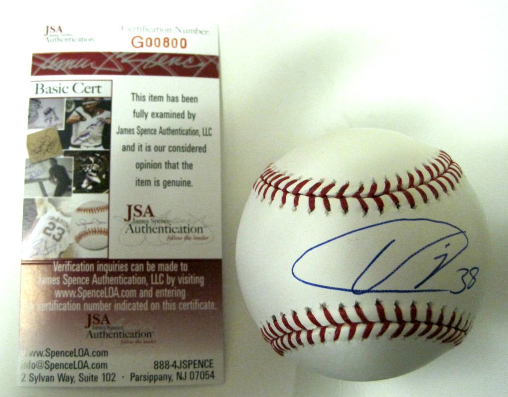 UBALDO JIMENEZ CLEVELAND INDIANS SIGNED OFFICIAL M.L. BASEBALL W/JSA