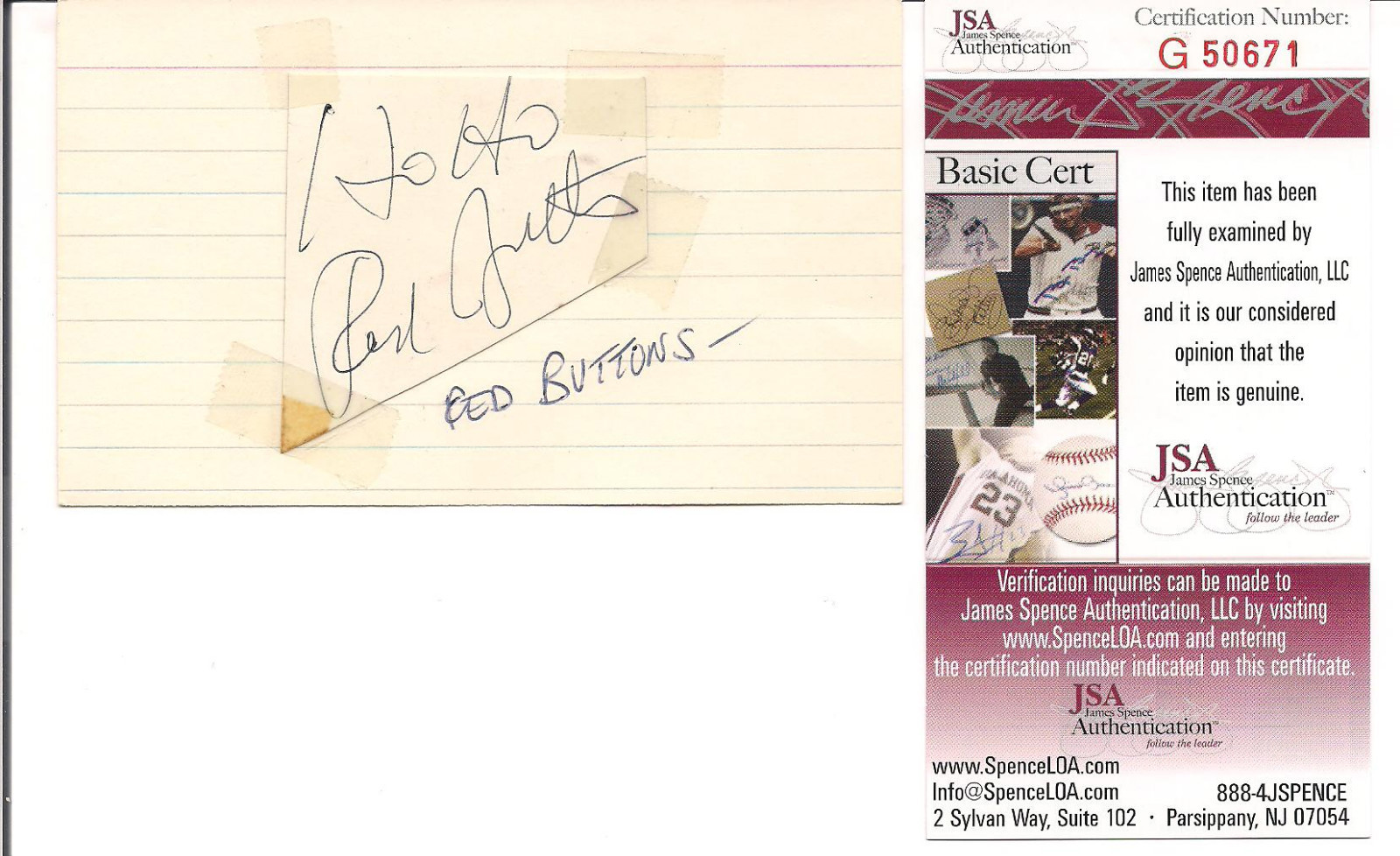 RED BUTTONS COMEDIAN SIGNED AUTOGRAPHED CUT SIGNATURE W/JSA