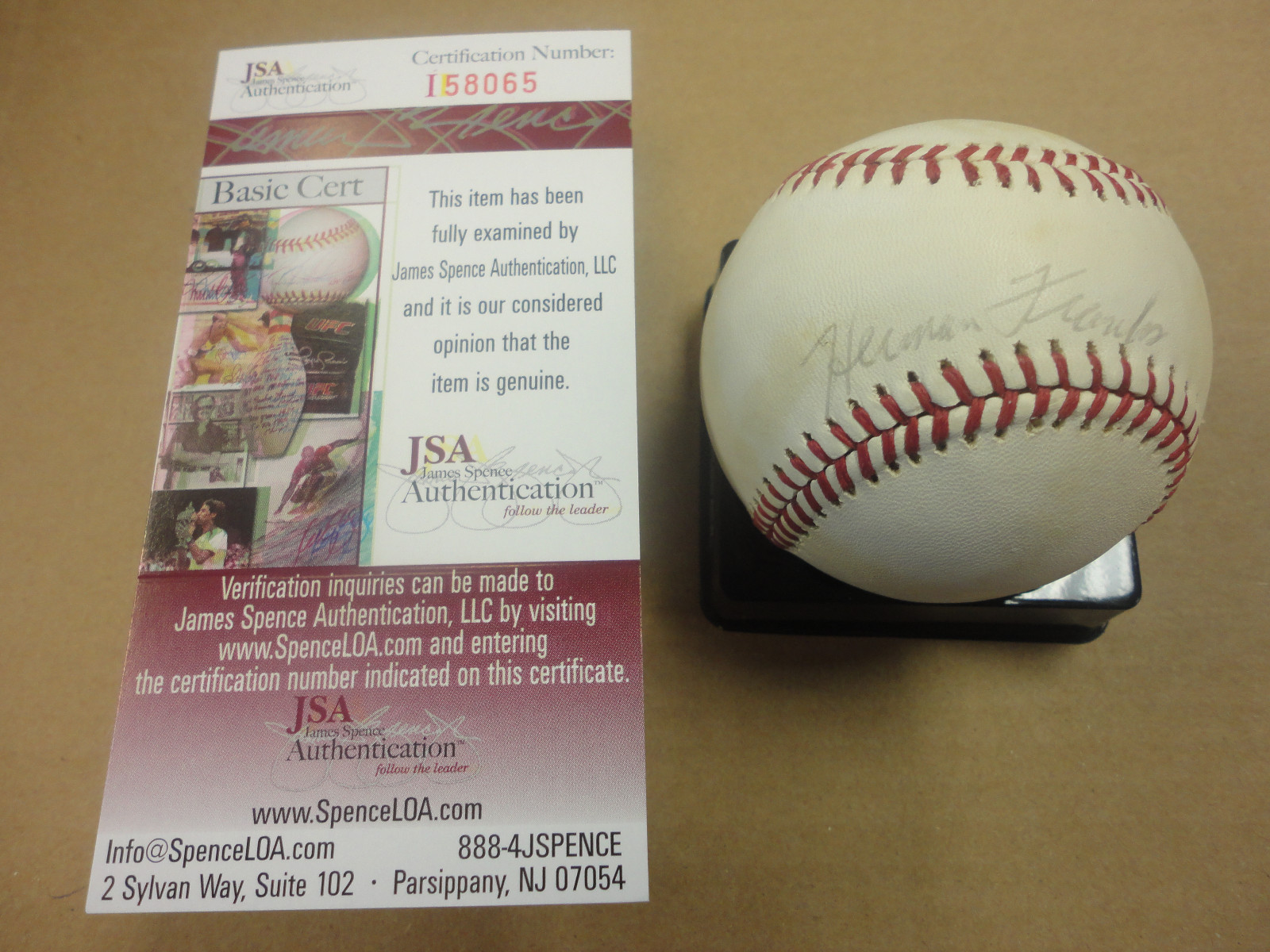 HERMAN FRANKS DECEASED SIGNED AUTOGRAPHED GILES N.L. BASEBALL JSA COA #I58065