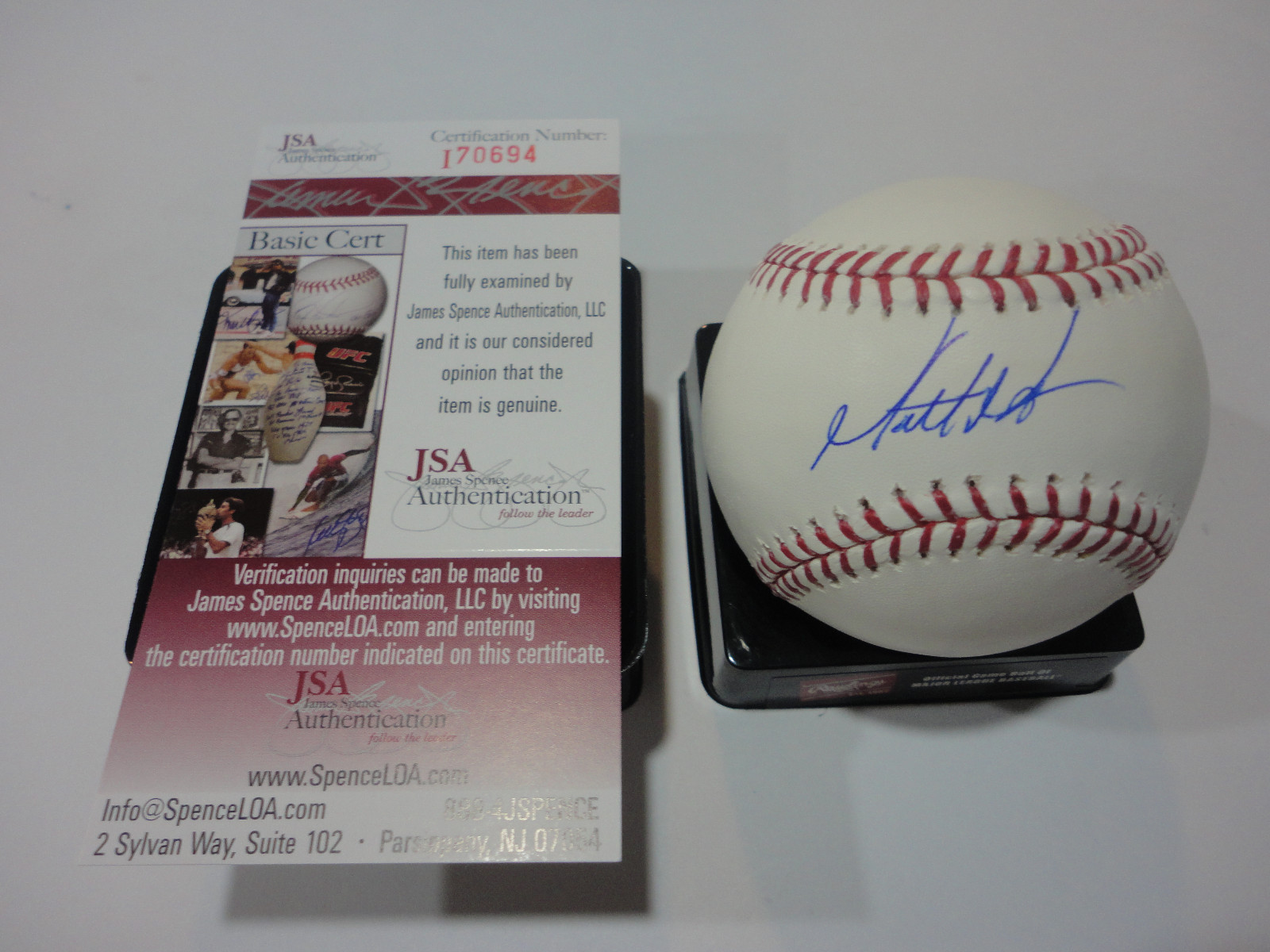 MATT MOORE TAMPA BAY RAYS SIGNED AUTOGRAPHED M.L. BASEBALL JSA COA #I70694
