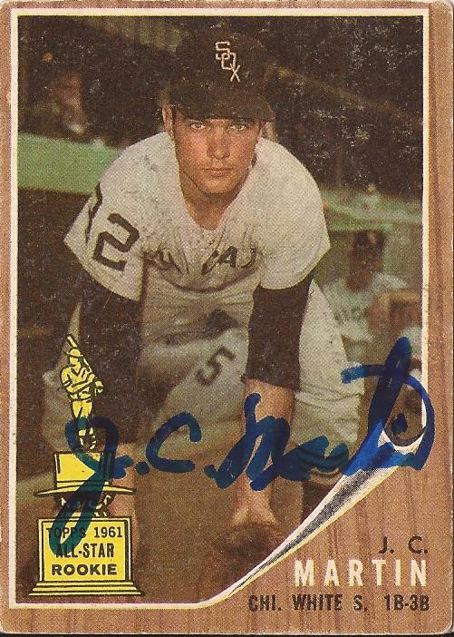 J.C. MARTIN CHICAGO WHITE SOX SIGNED AUTOGRAPHED 1962 TOPPS RC CARD #91 W/COA