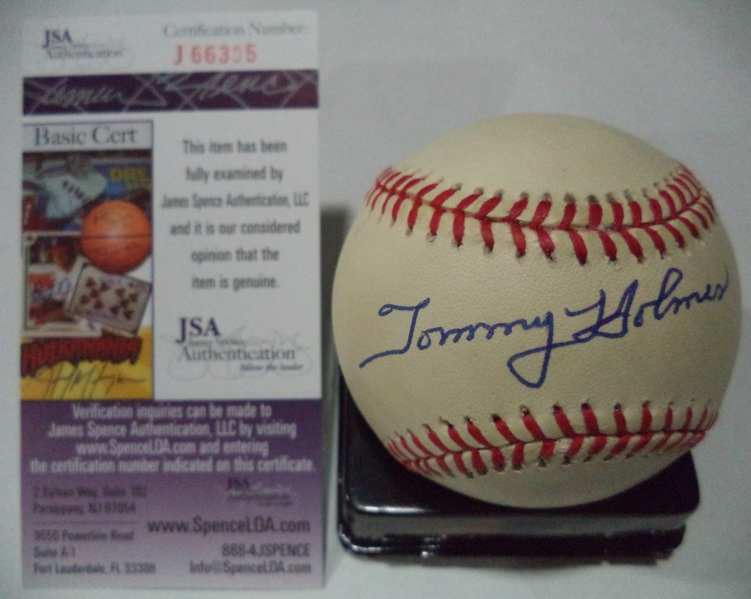 TOMMY HOLMES BOSTON BRAVES DECEASED SIGNED AUTOGRAPH N.L BASEBALL JSA COA J66305
