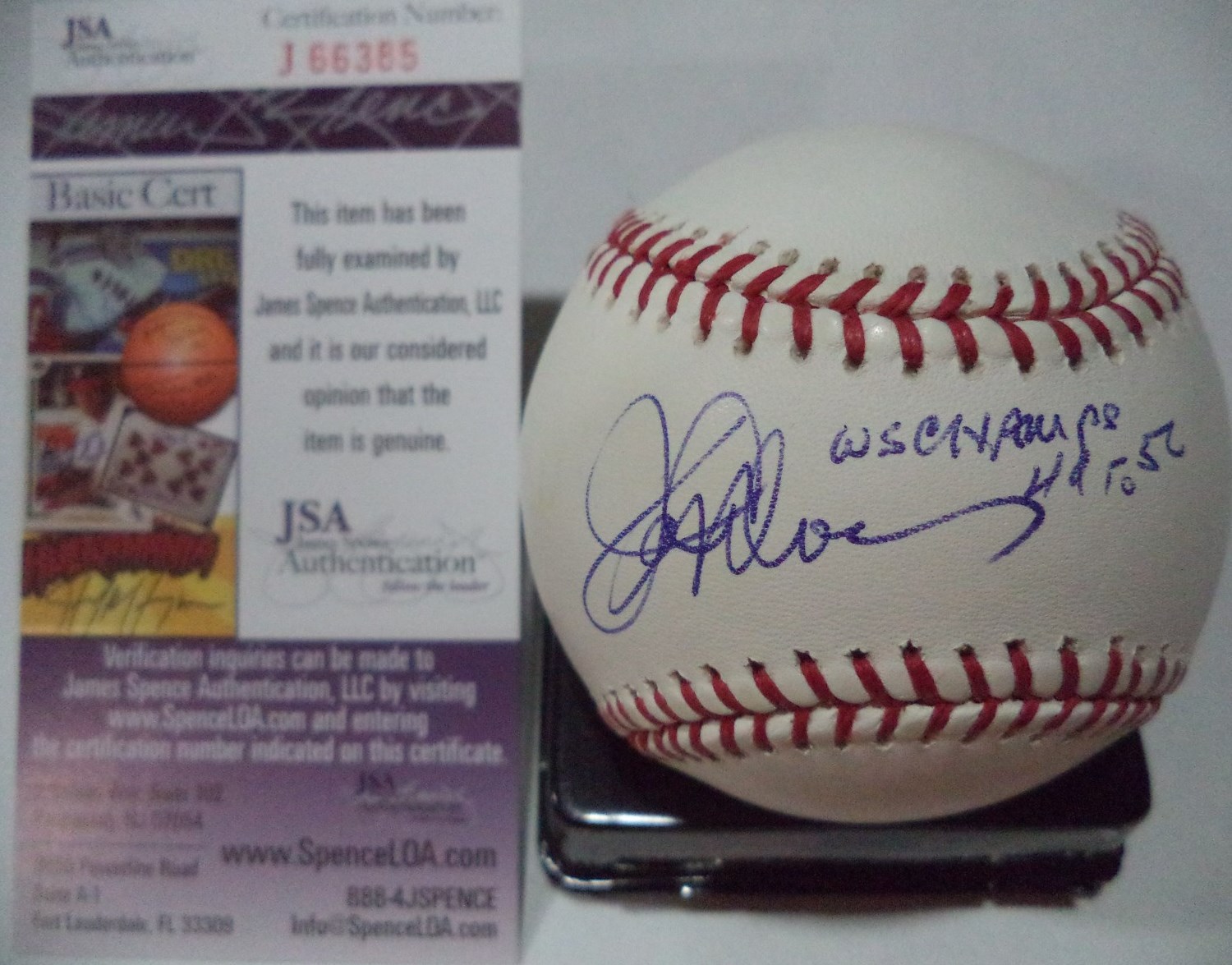 JERRY COLEMAN WS CHAMPS HOF 05 SIGNED M.L. BASEBALL JSA COA #J66385