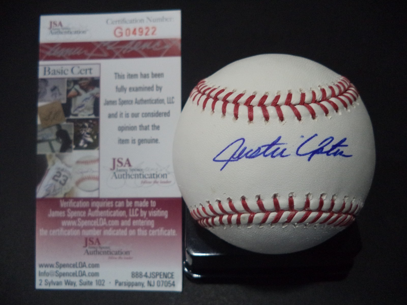 JUSTIN UPTON SAN DIEGO PADRES SIGNED AUTOGRAPHED ROMLB BASEBALL JSA COA #G04922