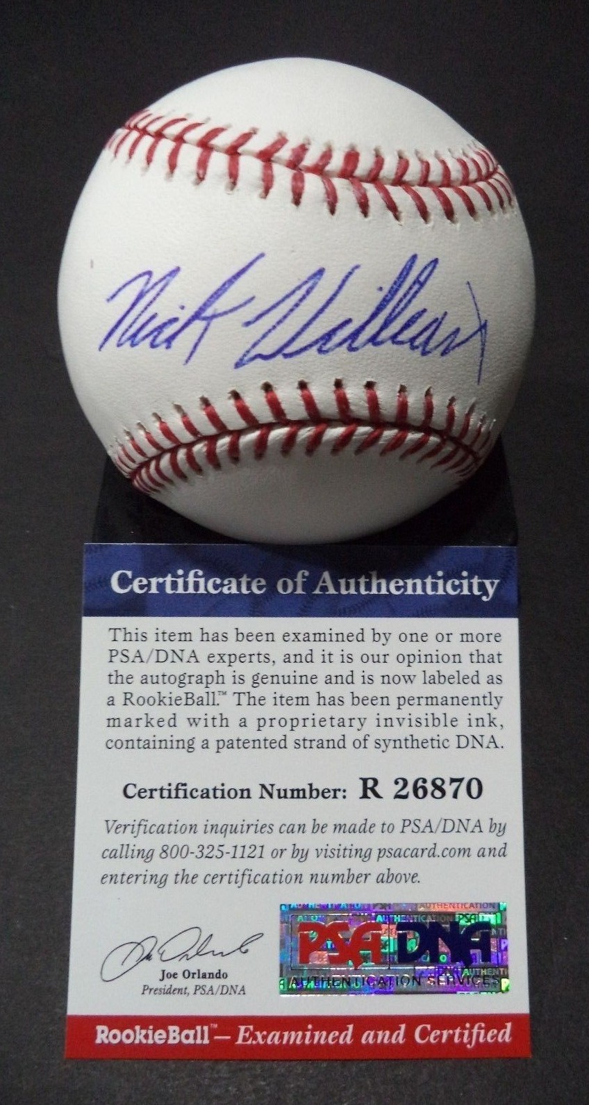 NICK WILLIAMS PHILLIES SIGNED ROMLB BASEBALL PSA/DNA COA 