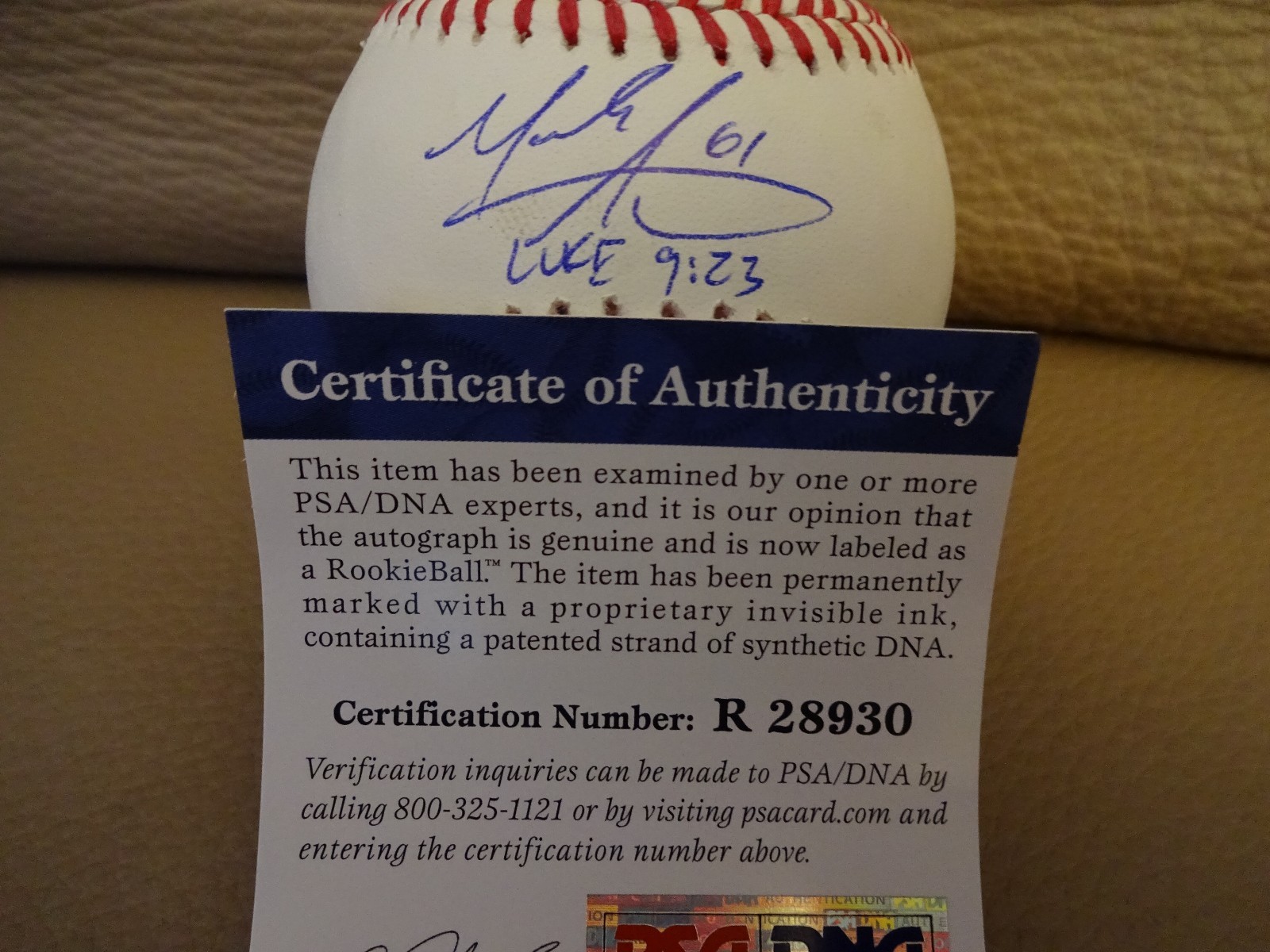 MARK APPEL HOUSTON ASTROS SIGNED AUTOGRAPHED BASEBALL PSA/DNA R28930
