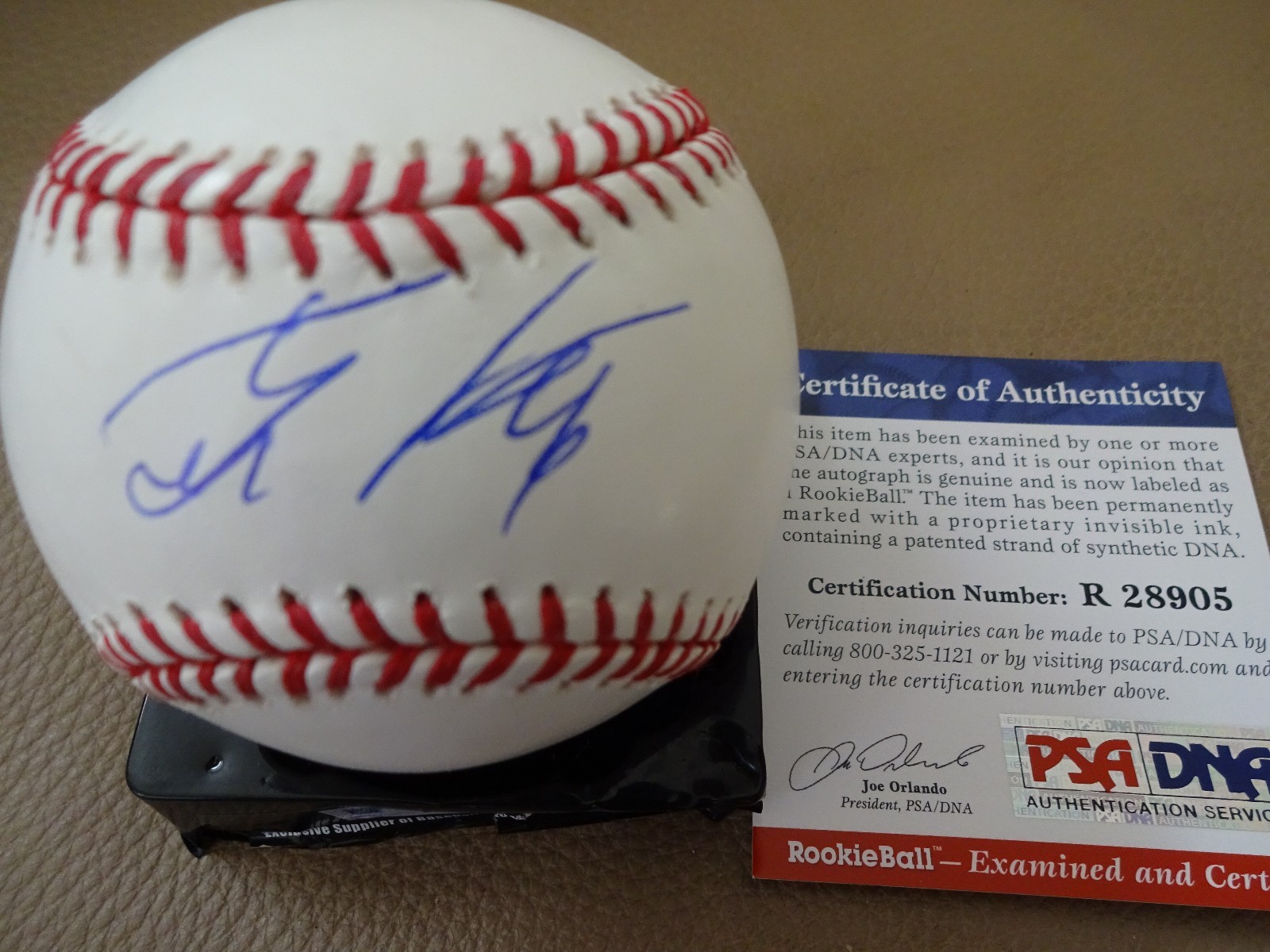 TYLER KOLEK MIAMI MARLINS SIGNED AUTOGRAPHED ROMLB BASEBALL PSA R28905