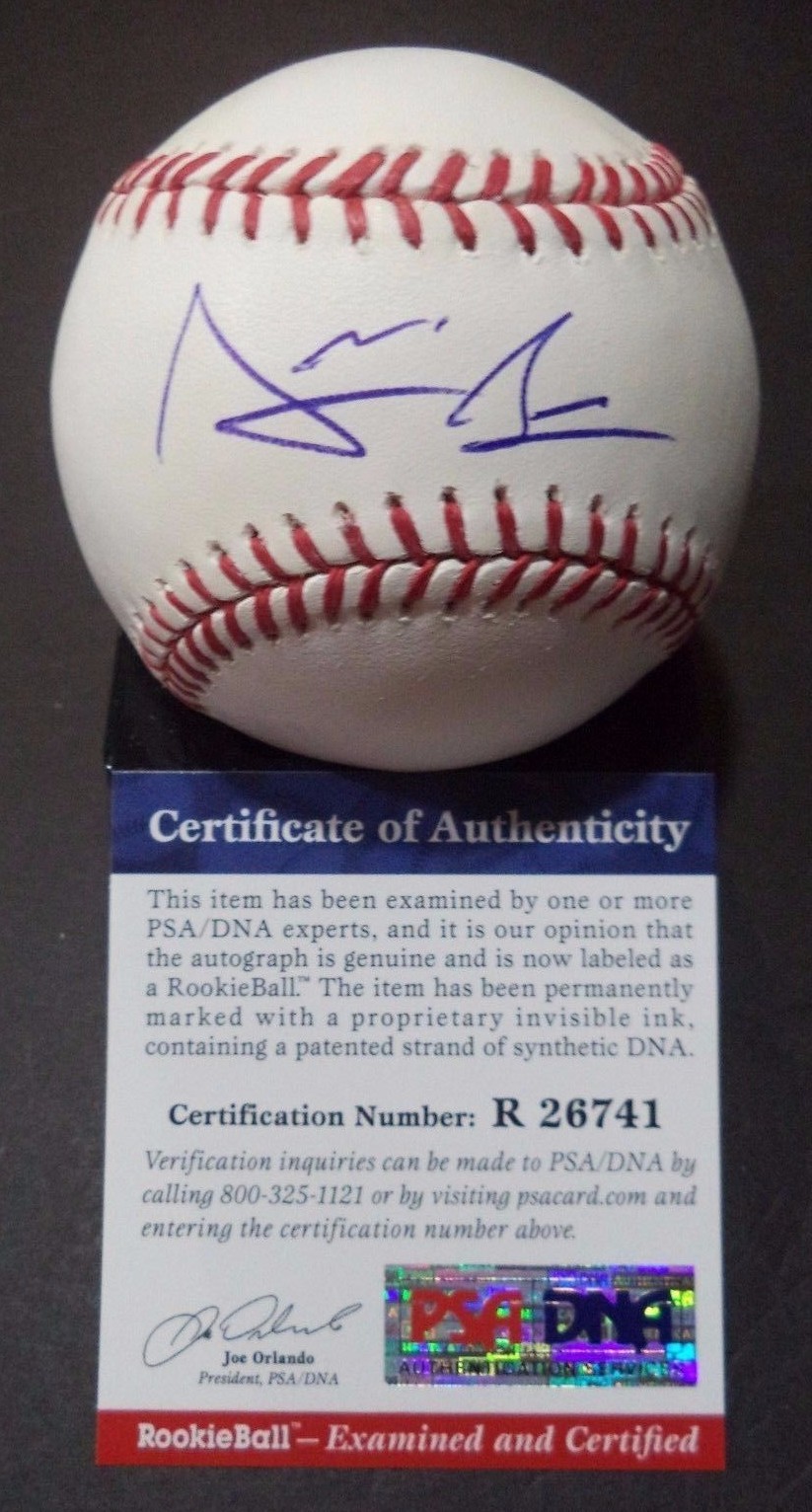 ARCHIE BRADLEY DIAMONDBACKS SIGNED M.L BASEBALL PSA/DNA COA ROOKIE GRAPH #R26741