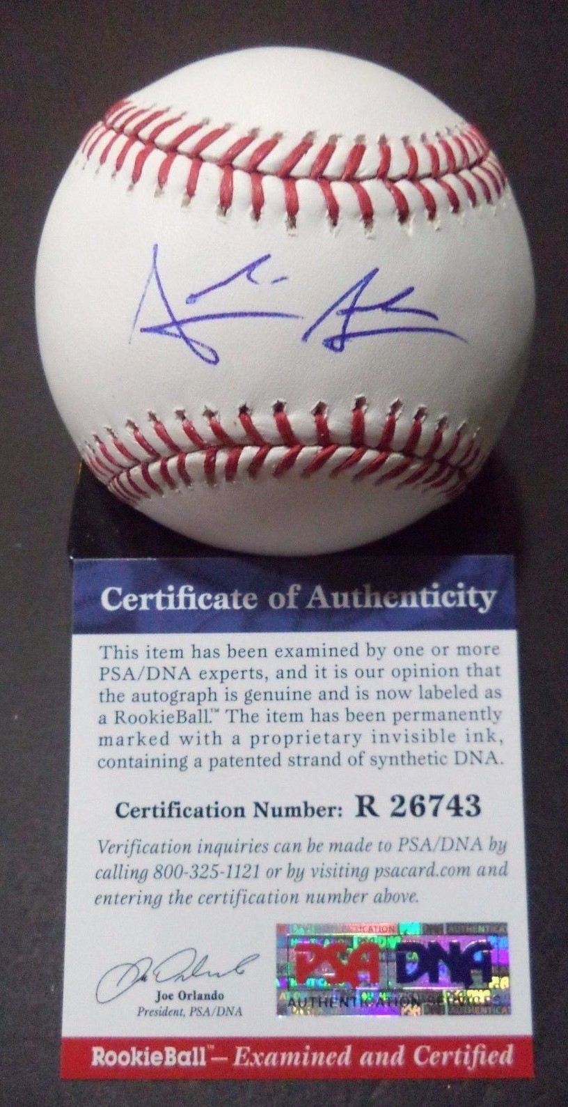 ARCHIE BRADLEY DIAMONDBACKS SIGNED M.L BASEBALL PSA/DNA COA ROOKIE GRAPH #R26743