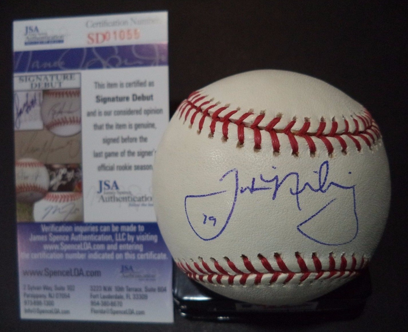 JUSTIN NICOLINO MIAMI MARLINS SIGNED ML BASEBALL SIGNATURE DEBUT JSA COA SD01055