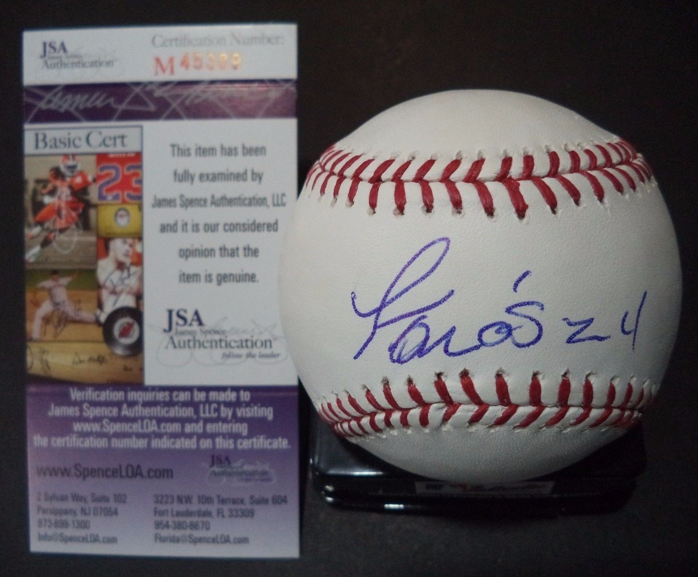 YOSMANY TOMAS ARIZ DIAMONDBACKS SIGNED AUTOGRAPH ROMLB BASEBALL JSA COA #M45389 COLLECTIBLE MEMORABILIA