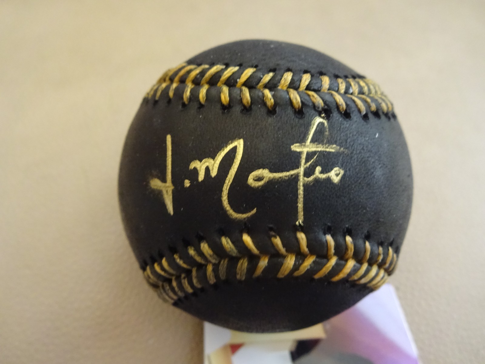 JORGE MATEO NEW YORK YANKEES/TAMPA YANKS SIGNED BLACK BALL W/ PROOF