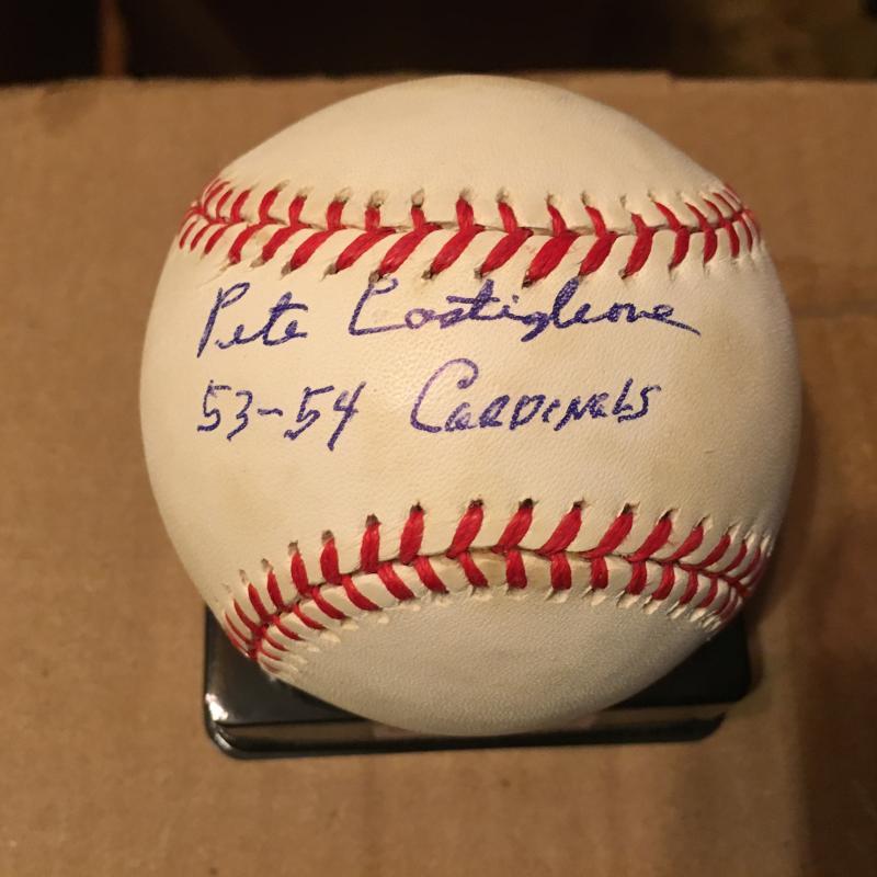 PETE CASTIGLIONE DECEASED CARDINALS 53-54 N.L. SIGNED AUTOGRAPHED BASEBALL W/COA