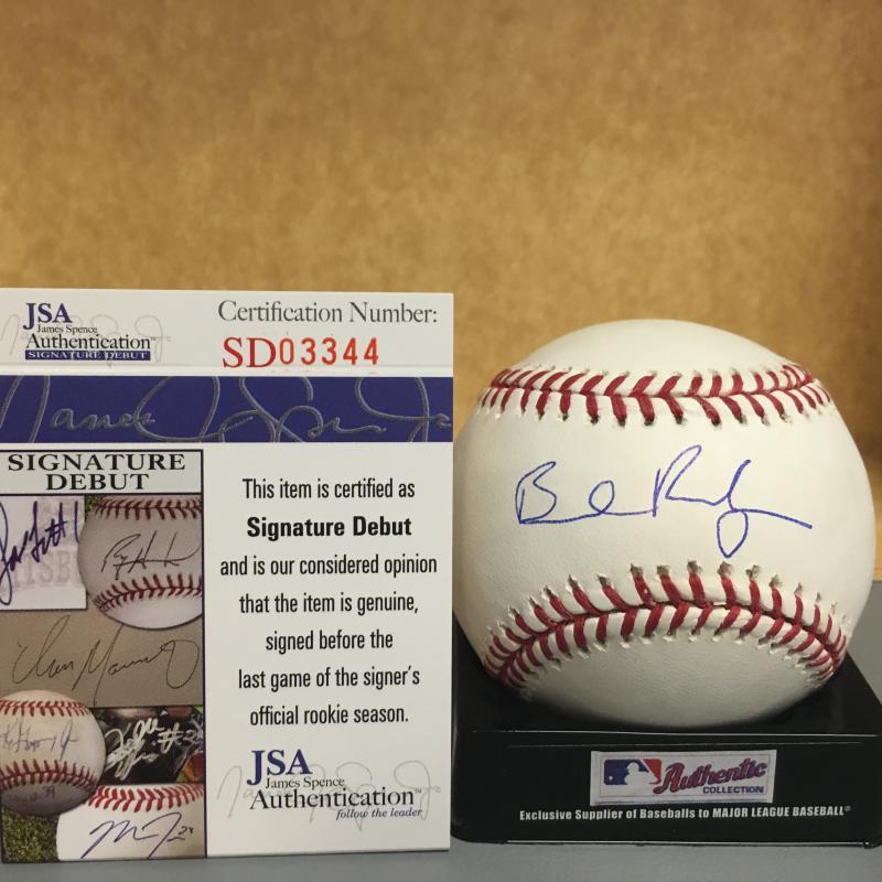 BRENDAN RODGERS COLORADO ROCKIES SIGNATURE DEBUT M.L. SIGNED BASEBALL JSA SD0334