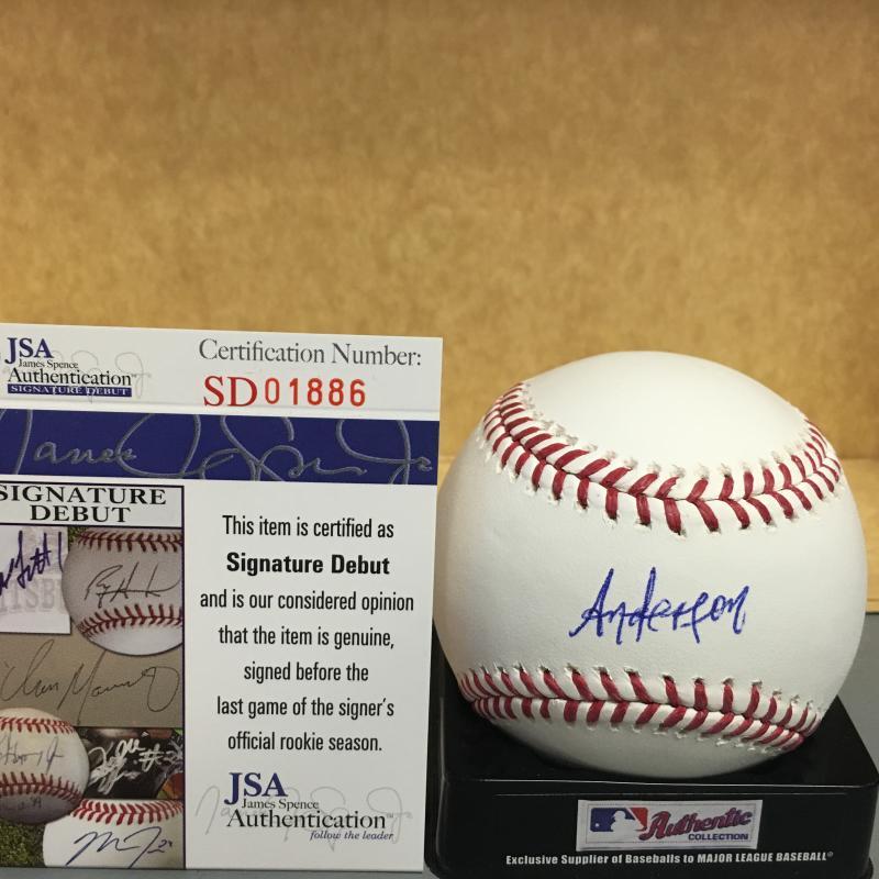 ANDERSON ESPINOZA BOSTON RED SOX SIGNATURE DEBUT M.L. SIGNED BASEBALL JSA SD0188