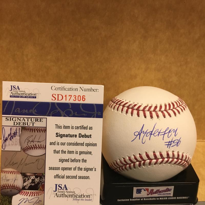 ANDERSON ESPINOZA BOSTON RED SOX SIGNATURE DEBUT M.L. SIGNED BASEBALL JSA SD1730