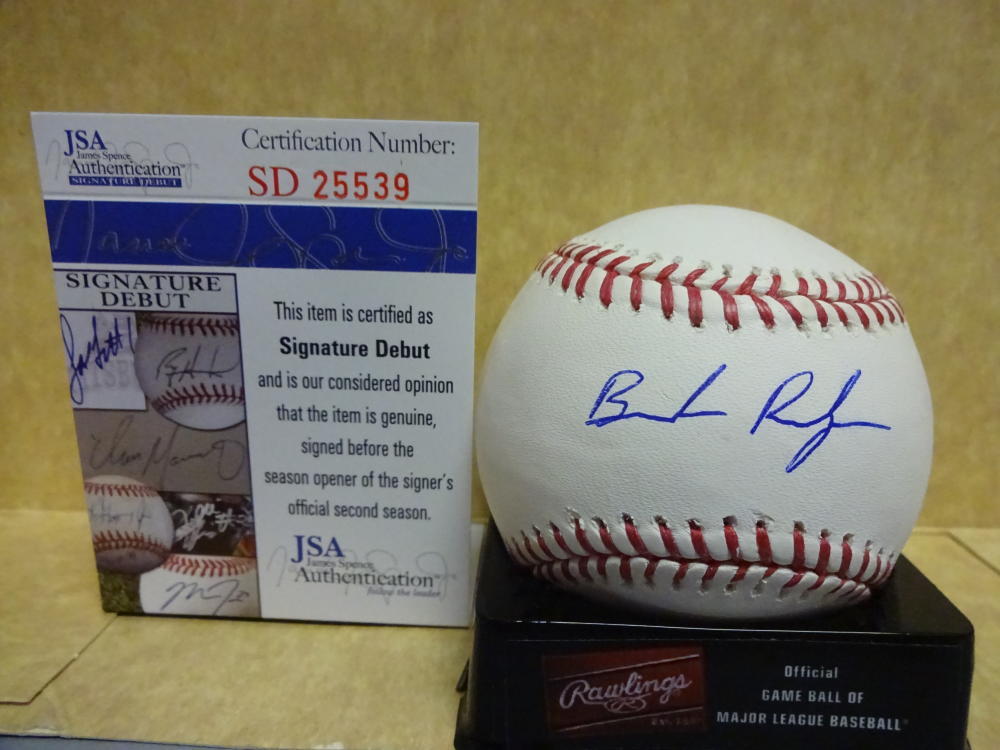 BRENDAN RODGERS COLORADO ROCKIES SIGNATURE DEBUT M.L. BASEBALL JSA SD25539
