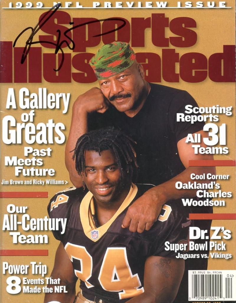 RICKY WILLIAMS SIGNED SPORTS ILLUSTRATED W/ JIM BROWN RICKY COA