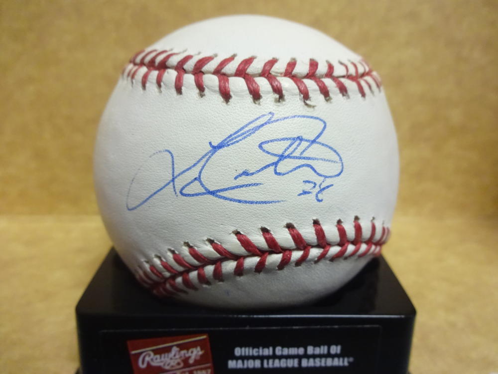LANCE CARTER ROYALS,DODGERS,RAYS SIGNED M.L. BASEBALL W/COA
